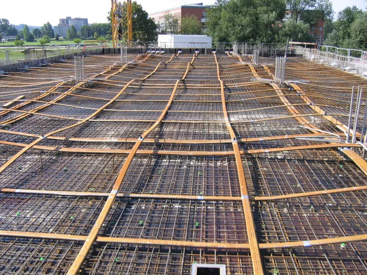 Post-tension slab tendons prior to structural pour