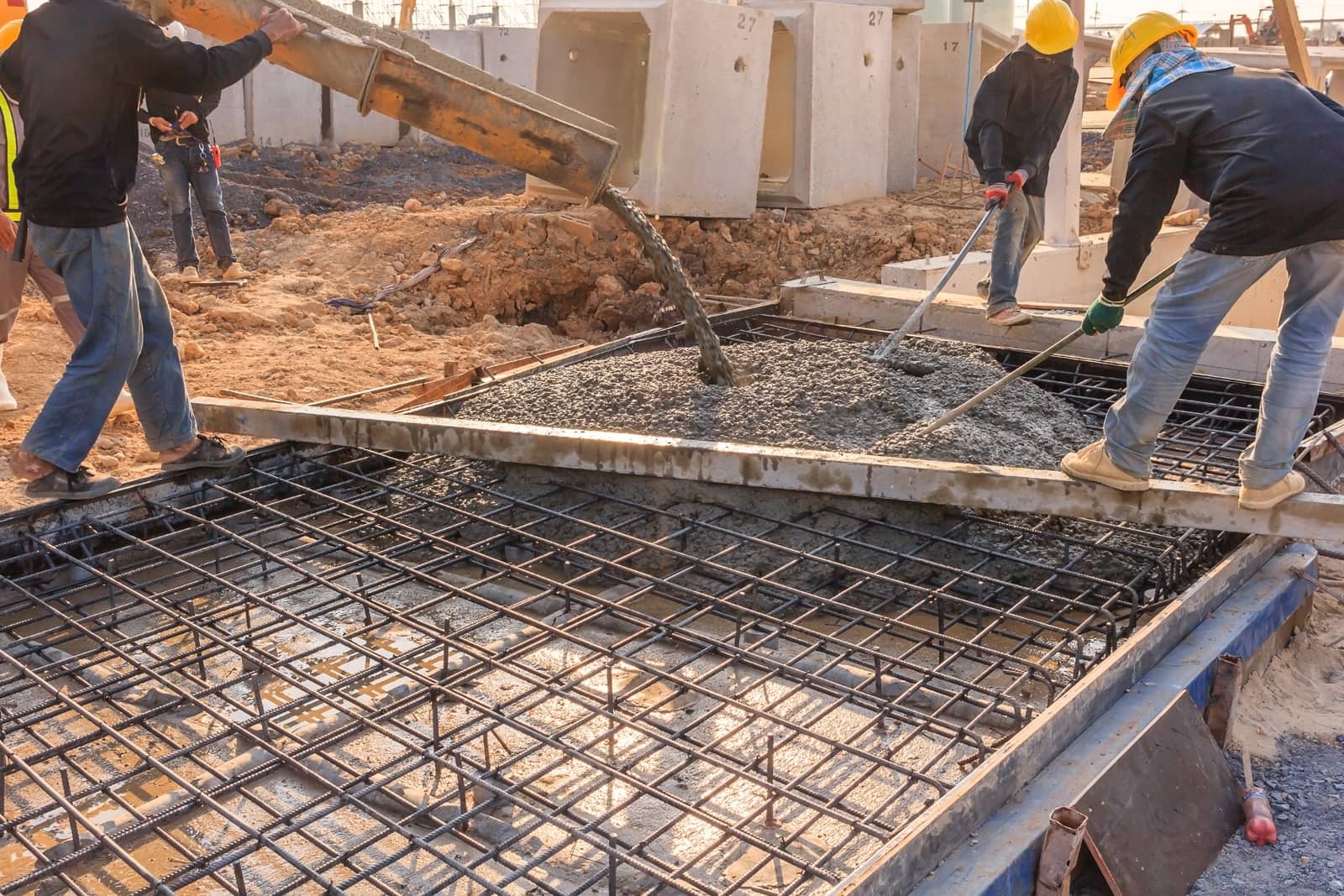 Commercial concrete construction site in Carrollton, Texas